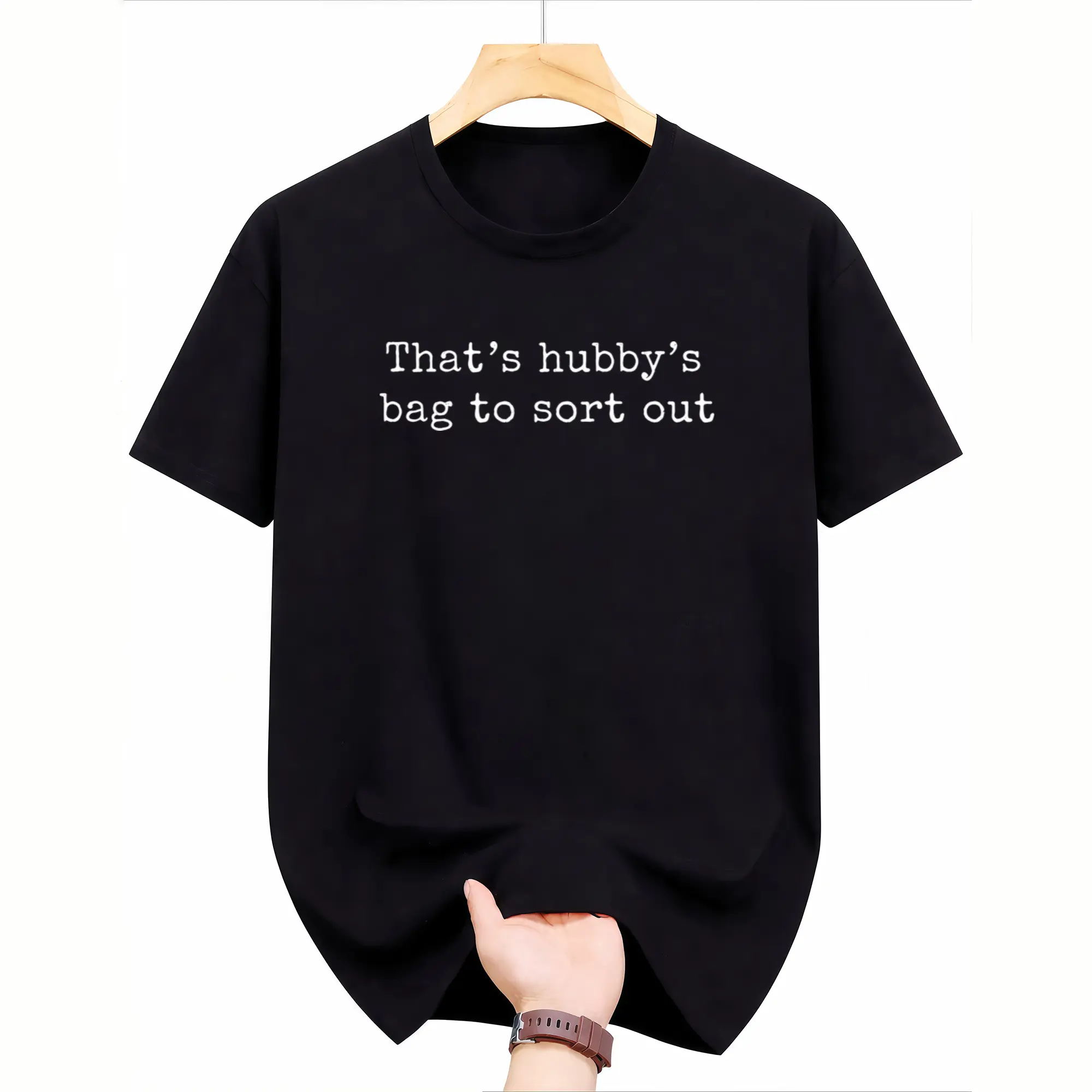 Typewriter Font Simple Text Print With Humorous Married Life Phrase Minimal Everyday Wear Graphic T-shirt