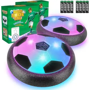 2 Pack Hover Soccer Ball with 8 Pcs Batteries, Air Floating Soccer Toy with LED Lights & Foam Bumper, Indoor Games for Kids 4-12, Birthday Toys for 3-9 Year Old Boys Girls