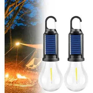 Solar Powered & USB Rechargeable Camping Lanterns (2-Pack) | Waterproof & Portable Hanging LED Light | for Outdoor, Tent, Emergency, Hiking, BBQ