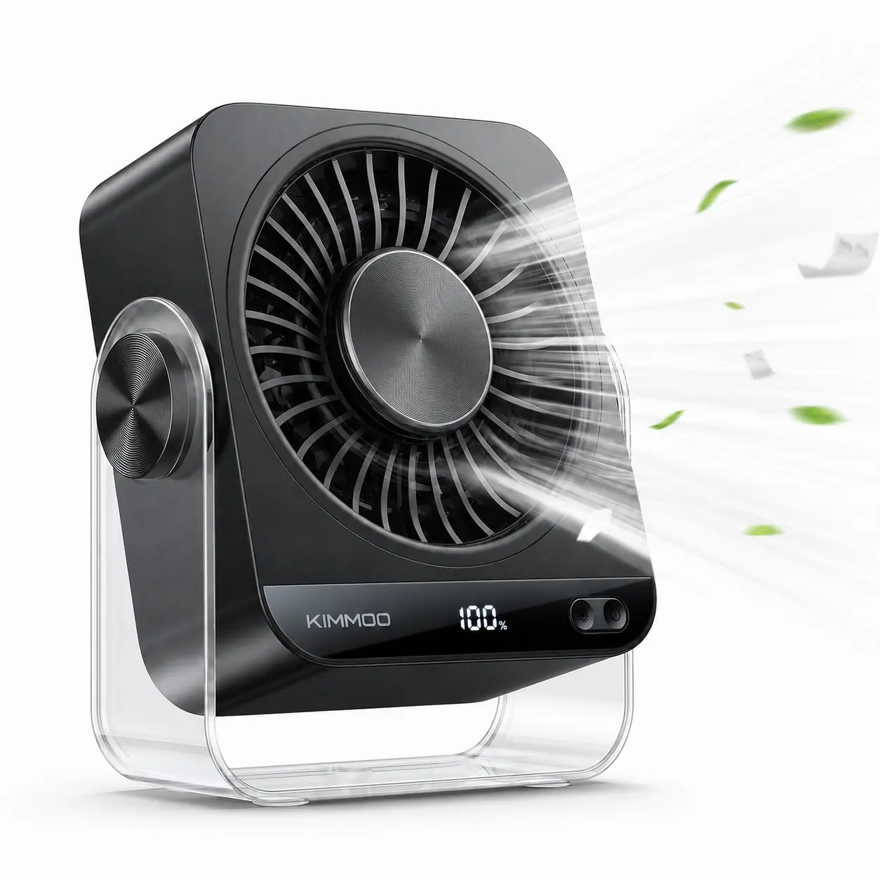 KIMMOO Desk Cooling Fan for Bedroom, 199 Speeds Turbo Airflow,, Digital Display Quiet Table Fan, 270° Rotating Small Rechargeable Battery Desktop Fans for Home Office