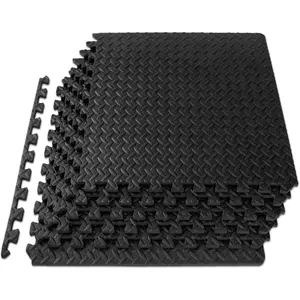 Exercise Puzzle Mat ½-inch, EVA Interlocking Foam Floor Tiles for Home Gym, Workout Equipment, Kids Play Areas, Black, 24 SQ FT - 6 Tiles