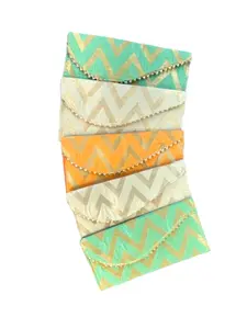 Beautiful Zigzag Design Fabric Envelope Or Lifafa Set Of 5