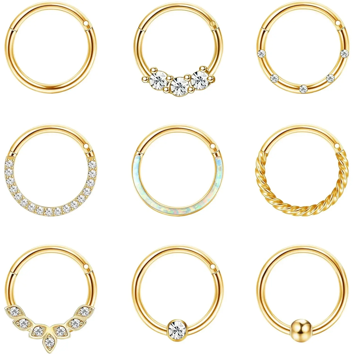 YADOCA Septum Nose Rings for Women Men - Gold Septum Rings 16G 18G Nose Ring Hoops Hypoallergic Surgical Steel Cartilage Earrings Helix Lip Conch Tragus Daith Piercing Jewelry Tone 8mm 10mm