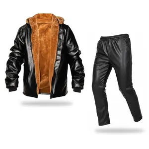 GloNiThing Men’s Faux Leather Jacket & Pants Set | Thick Fleece Lined for Fall, Winter & Early Spring | Waterproof Windproof PU Leather, Stay Warm | Durable Anti-Stain Gear | Ideal for Delivery, Fishing, Motorcycles & Outdoor Work | TikTok Trending 2026