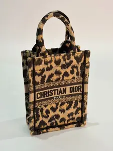 Pre-owned Dior Embroidered Canvas Tote Bags Mini Book Tote in Mizza embroidery