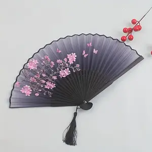Chinese Folding Fan, 1 Count Bamboo Folding Fan with Retro Cherry Blossom Flower Design, Lightweight Handheld Art Fan for Dance, Graduation Gifts, Home Decor