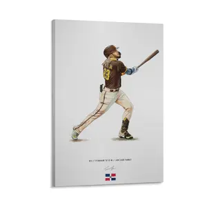 Fernando Tatis Jr. San Diego Padres MLB Illustration Poster Art Print, Baseball Wall Decor, Dominican Republic Flag Themed Gift