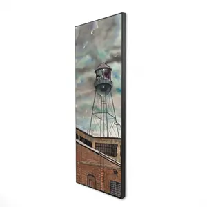 Begin Home Decor 2081-6020-LA171 20 x 60 in. Water Tower in Williamsburg - Blue Building Canvas Art