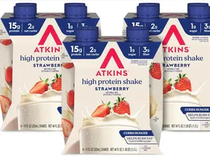 Atkins Strawberry Flavored Protein Shake, High Protein, Low Glycemic, Low Sugar and Low Carb, Keto Friendly, Gluten Free, 12 Count