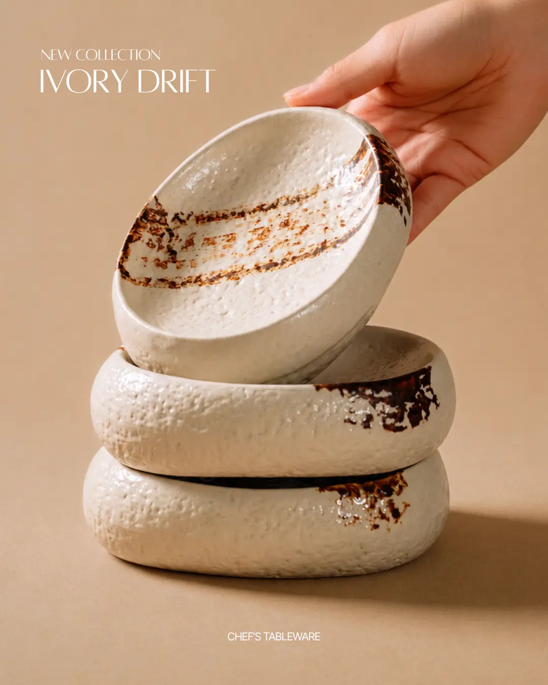Handcrafted Ceramic Oval Bowl – Earth Stripe Collection