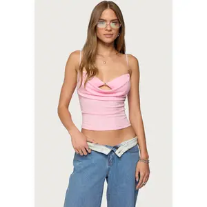 Layered Bra Cowl Neck Top