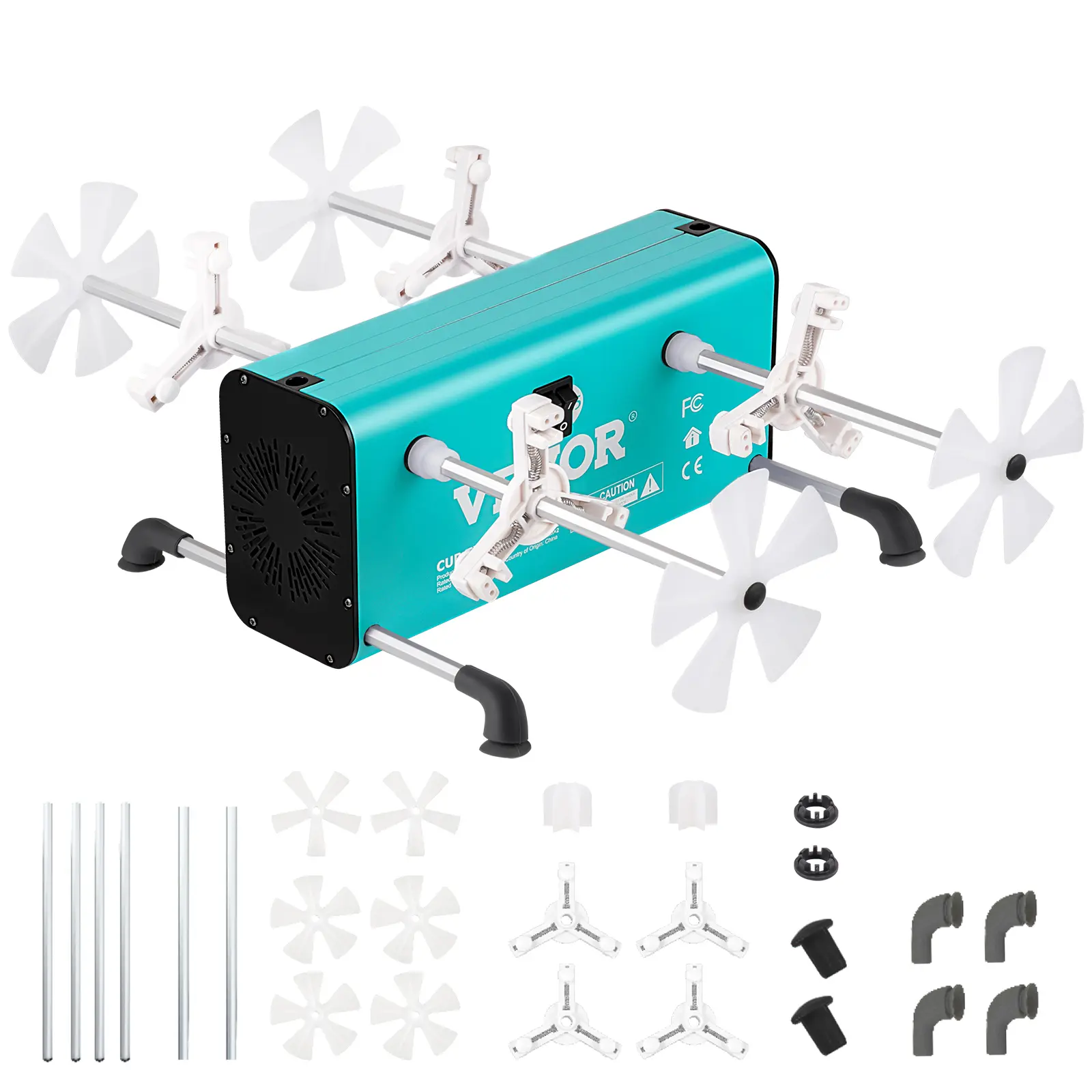 VEVOR 4-Cup Tumbler Turner Machine Kit, 2-Speed (5 rpm to 8 rpm) Quiet Motor, Removable Adjustable Arms, Independent Switches, Solid Construction Aluminum Frame, Silicone-Compatible for DIY Glitter Crafts (Green)