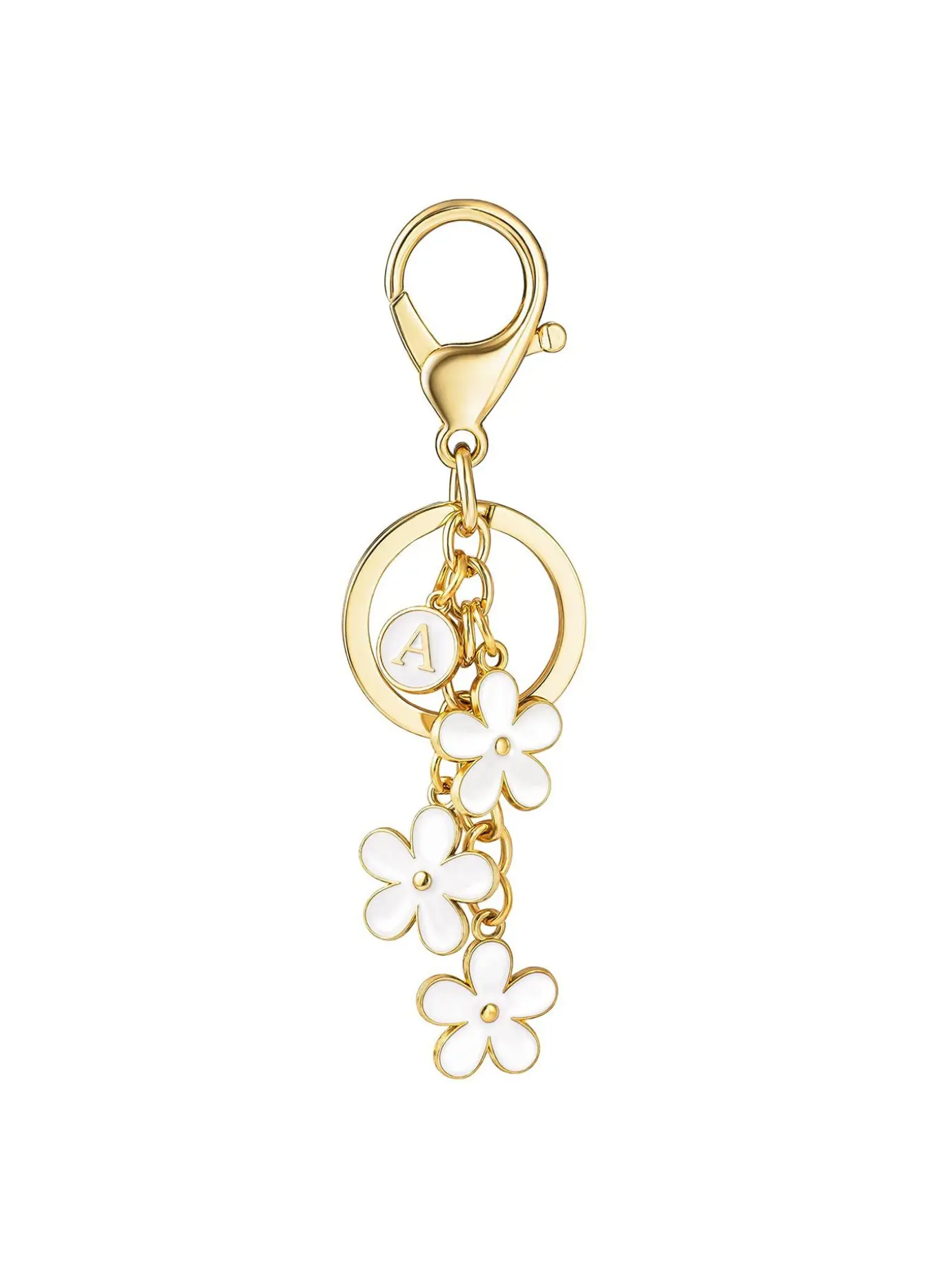 Stylish Initial Floral Pattern Keychain, Dripping Floral Charm, Boho Style Accessory for Women & Students, Perfect for Handbags & Backpacks, Fashionable Alloy Keychain