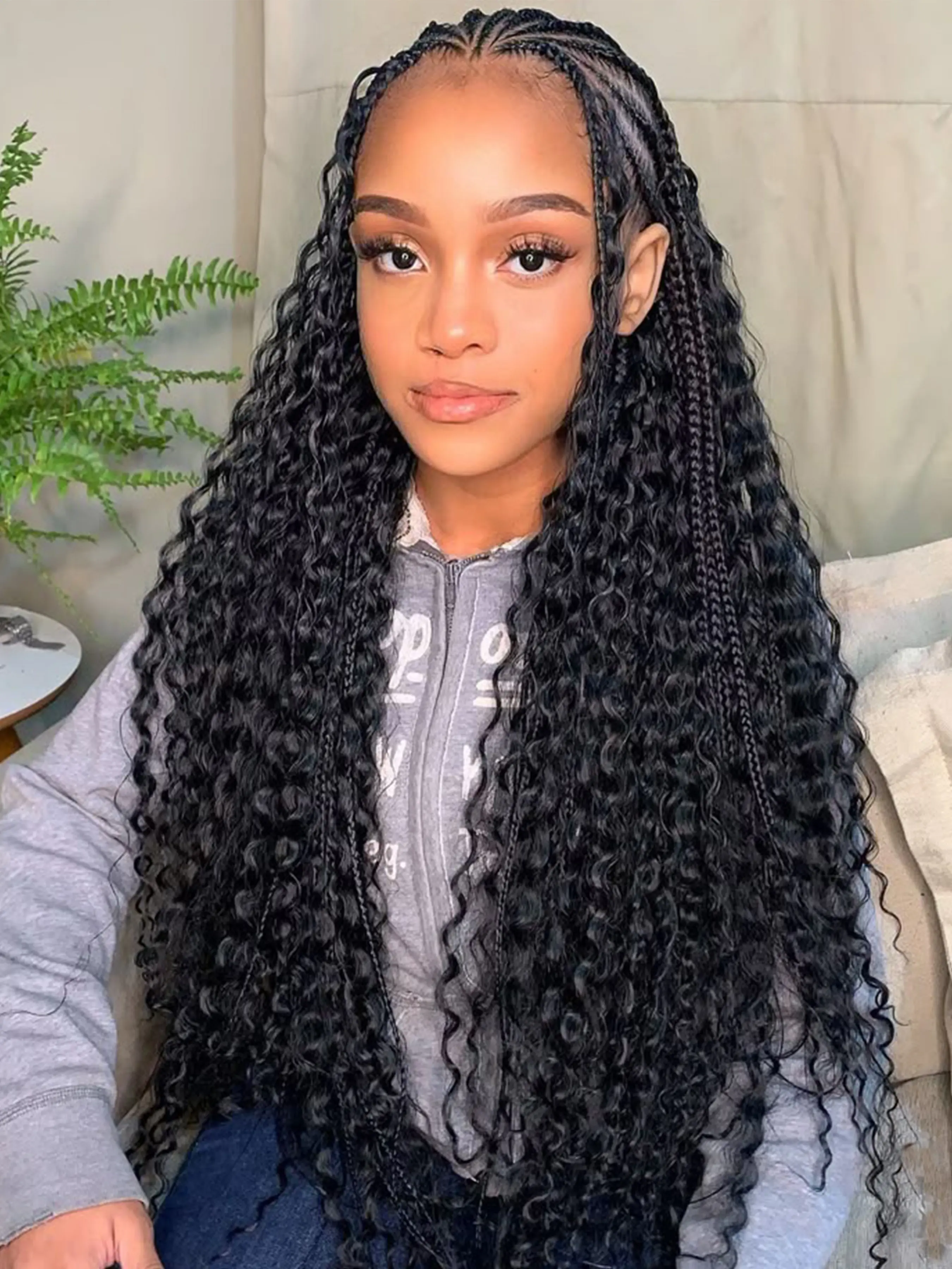 3 Pcs 32 Inch Deep Wave Curly Crochet Hair Synthetic Braided Hair Long Ocean Wave Braiding Hair Extensions For Boho Braids Bohemian Crochet Braids