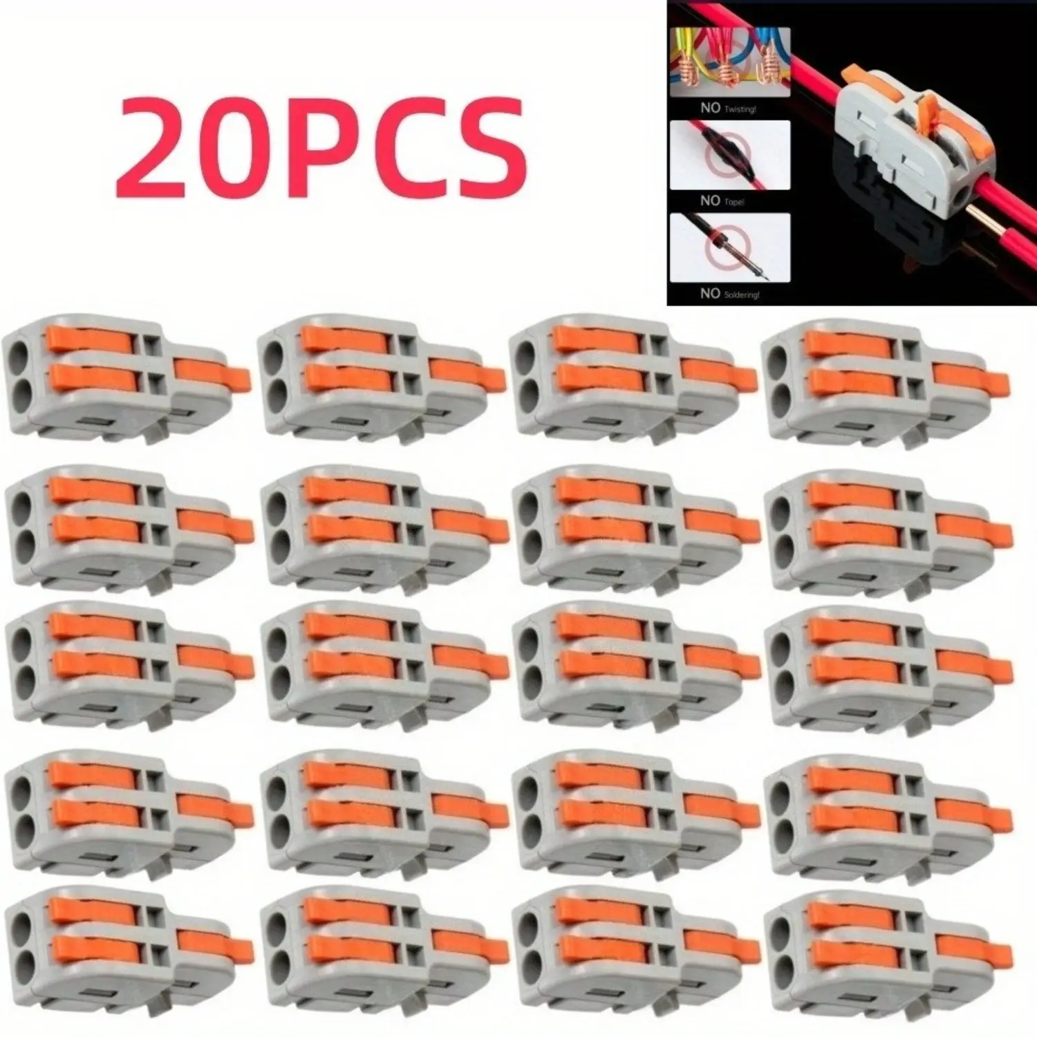 [Hand Tools Kits] Pack of 20 Mini Electrical Wire Connectors Set,Nylon DIY Splicing into 4/6/8/9/10 Way Butt Terminal Block Connectors (1 in 2 Out)
