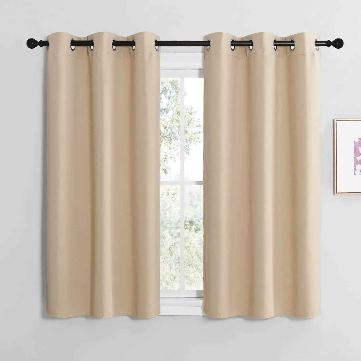 NICETOWN Triple Weave Light Blocker Long Curtains - Anti Draft Thermal Insulated Grommet Panels for Bedroom Use (Biscotti Beige, 2 Panels, W42 x L50-in), Anti Draft Curtains