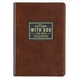 One Minute with God Men's Prayer Book, Brown Faux Leather Journal,365 Daily Devotions, Bible Prayer Tracking Diary,  Gift for Dad, Husband, Brother & Friend, Daily Use