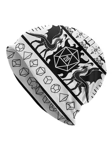Medieval Dragon with Dice Print Beanies Caps Hat Fashion Bonnet Hats Men Beanie Fitted