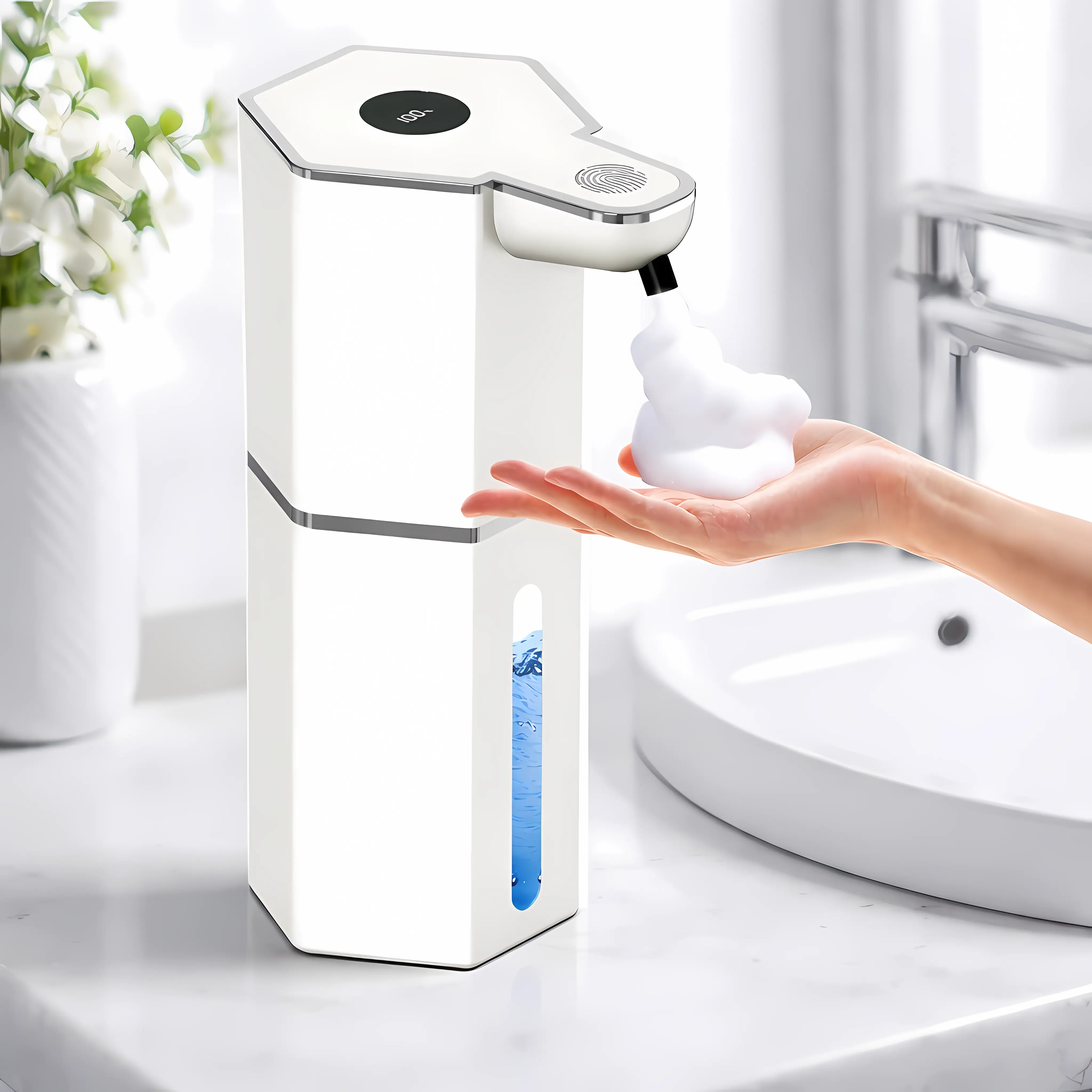 Touchless Foaming Soap Dispenser,Automatic Sensor Pump | USB Rechargeable | 4 Foam Settings | Wall Mounted for Bathroom & Kitchen