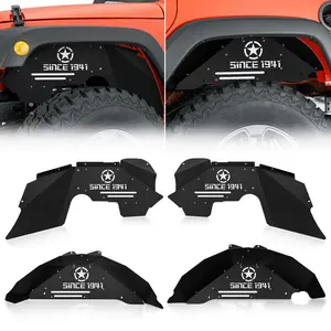 【EYOUHZ】Front and Rear Inner Fender Liners Compatible with 2007-2018 Jeep Wrangler JK & JKU 2/4 Doors, Steel Back Mud Guards Wheel Well Cover Since 1941 Logo Fender Flare Liners (4 PCS)