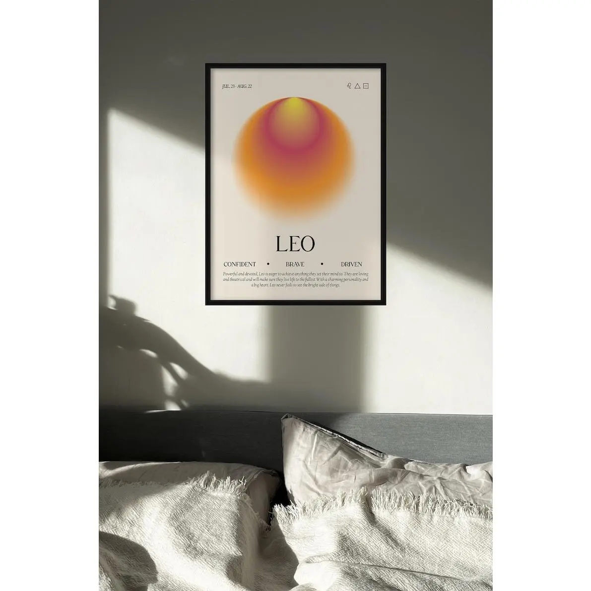 Leo Wall Art, Zodiac Poster, Leo Gift, Star Sign Decor, Zodiac Aura Print, Spiritual Star Sign Print, Leo Gradient Aura, Astrology Art