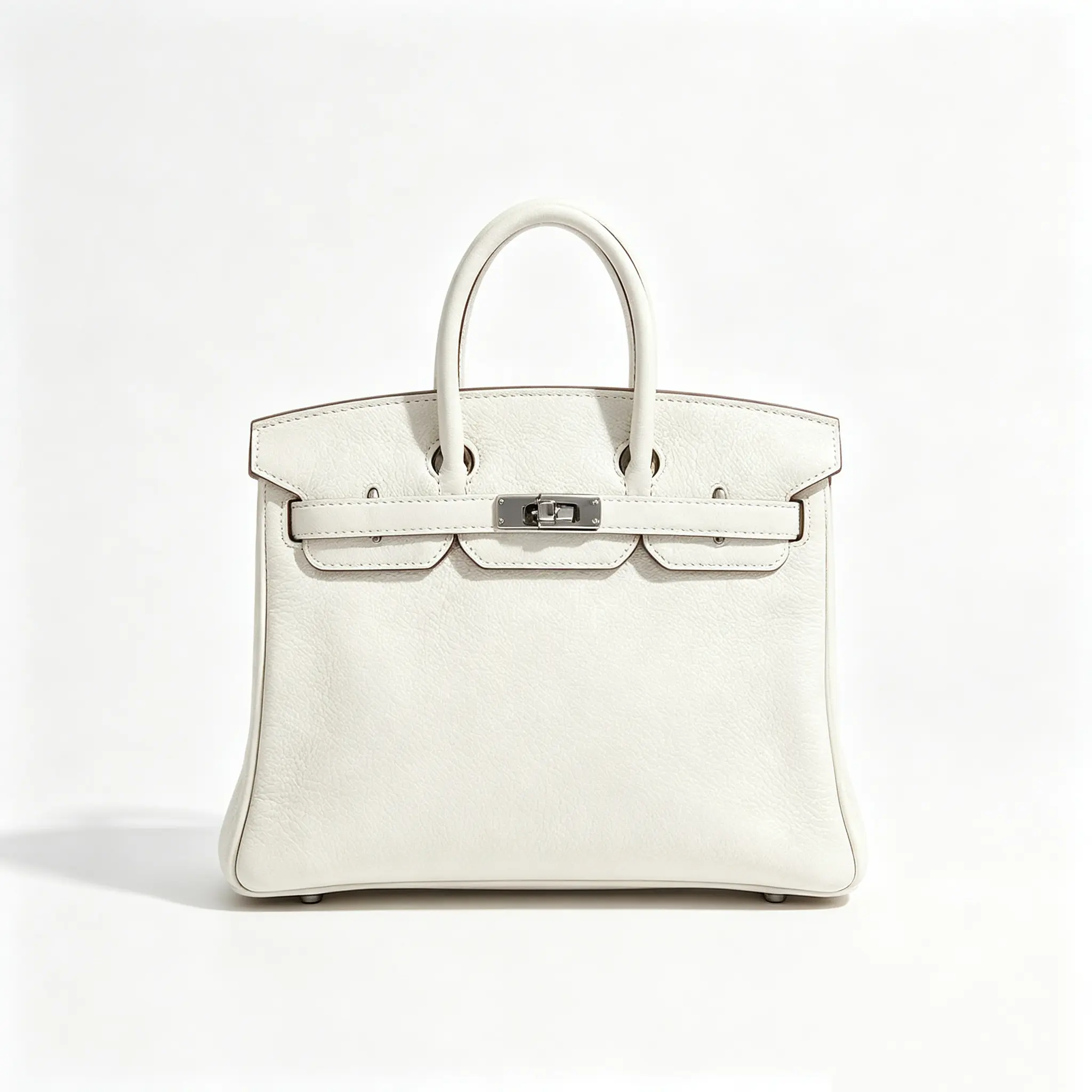 Pre-owned HERMÈS . Shoulder Bags Birkin 25 Cream White Togo Leather Palladium Silver Hardware Designer Handbag Luxury Tote Bag