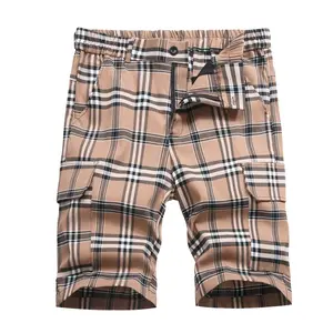 JUNBAOSS Men's Classic Plaid Checked Hipster Button Shorts - Slim Fit, Straight, Soft Natural Cotton Fabric, Stretchy, Breathable, Stylish, Zippered, Fashion Menswear Chinos Bottoms for Casual Golf