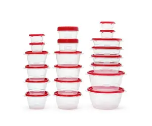 Rubbermaid TakeAlongs 40 Piece Food Storage Set Red 12.6 Qts Stackable Containers with Lids for Easy Access & Efficient Space Use