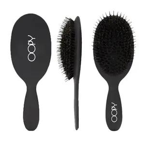 OOPY Boar Bristle Brush - Black Handle with Soft Bristles for Gentle Styling