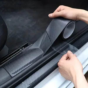 3D Carbon Fiber Sticker Car Threshold Protective Film Anti Scratch Waterproof Matte Black Nano Sticker For Car Body Car Decals