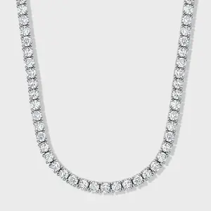 IMPERIUM JEWELRY Round Cut 5mm Silver Tennis Chain Necklace, Multi-Size Costume Fashion Accessory, Tennis Chain Necklaces