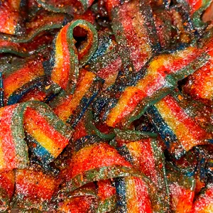 RAINBOW SOUR BELTS Chamoy Candy - Chilitos Sweet, Sour & Spicy Chili Snack - Mexican Fruit Flavored Gummy Candy for All Ages, Authentic Dulces Mexicanos Enchilados, Candy Jars with Tamarindo Pulp Chamoy