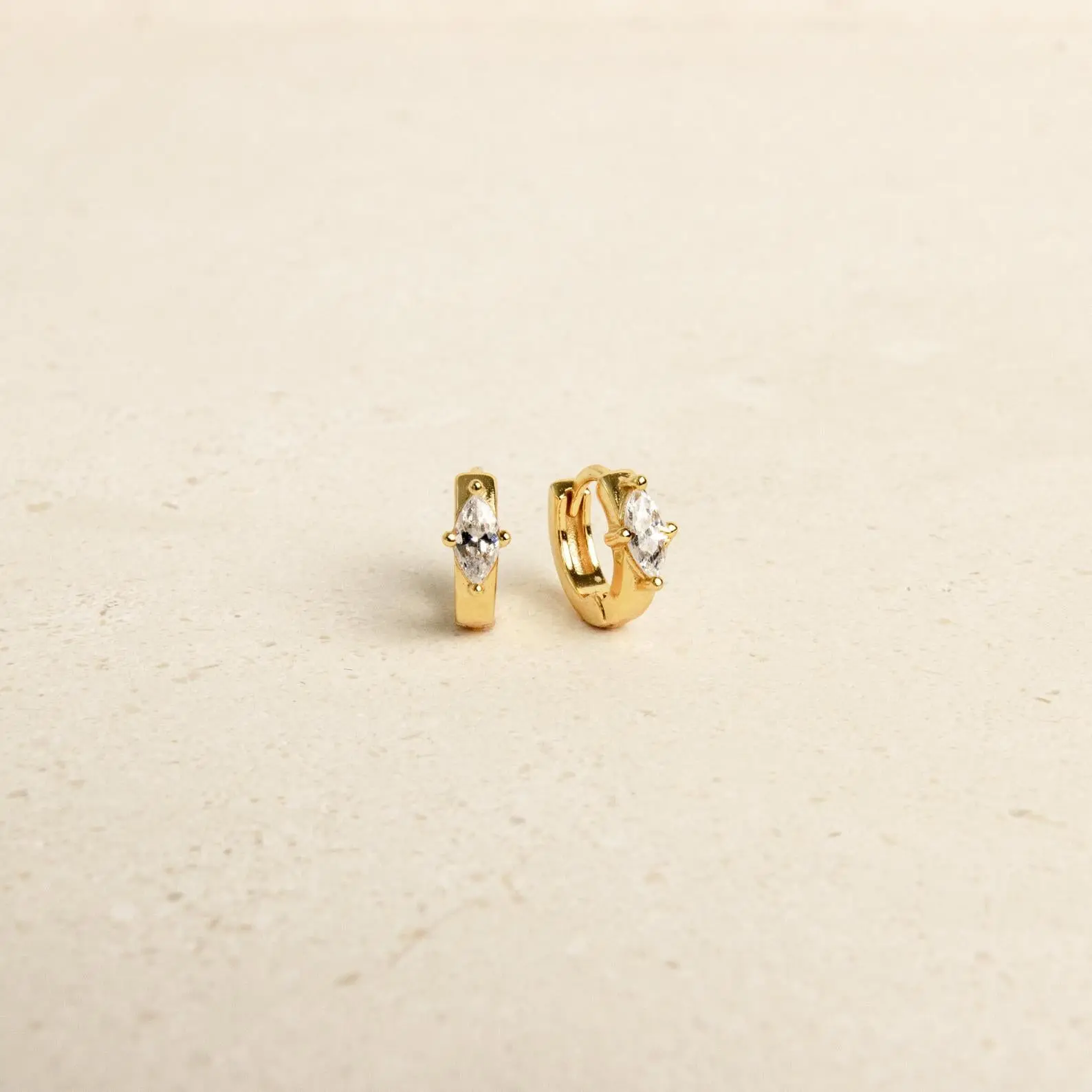 Aurora Huggies by Caitlyn Minimalist - Dainty Marquise Diamond Hoop Earrings - Minimalist Jewelry - Gift for Mom