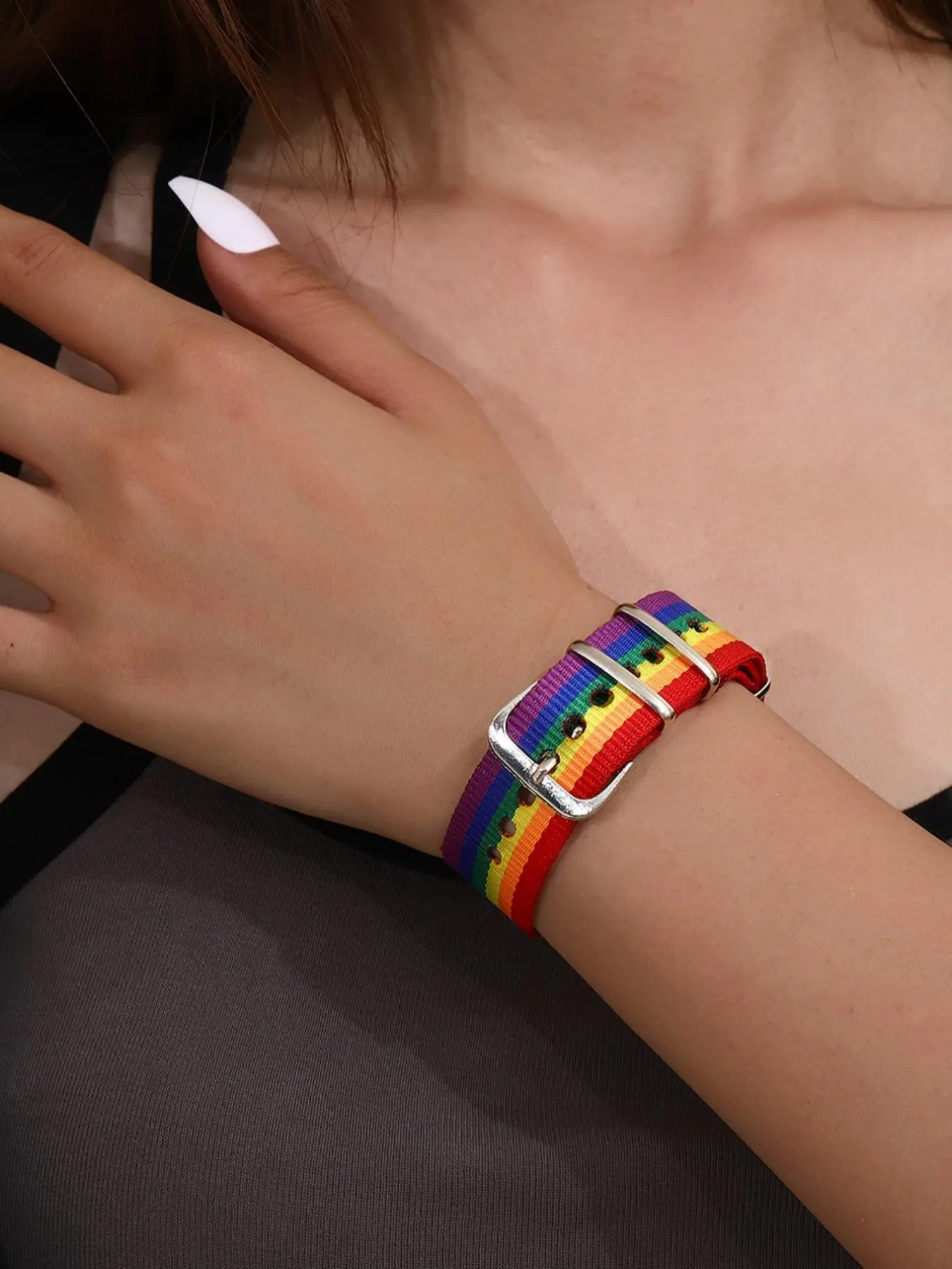 Women's Street Style LGBT Rainbow Bracelet, Trendy Colorful Matching Bracelet for Daily & Party Decor, Fashionable Y2k Accessories for Women & Girls, Stackable Bracelets, Fashionable Jewelry, Stacking bracelet