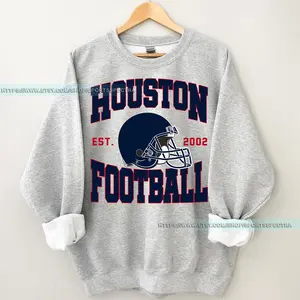 [Sale Up To 50%] Houston Football Crewneck Texan Sweatshirt, Vintage Houston Football Crewneck Sweatshirt, Houston Sweater, Houston Texan Fan Gift, Gift For Fan, Trendy USA Cotton Fabric