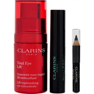Clarins Total Eye Lift Kit: Total Eye Lift 15Ml + Supra Lift & Curl Mascara 3Ml + Crayon Kohl 01 3.9G + Double Serum 1Ml/0.03 Oz * 7 --4Pcs For Women