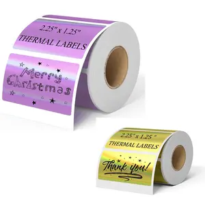 2.25" x 1.25" Holographic Thermal Labels 500pcs Waterproof Self-Adhesive Printable Stickers for Thermal Printers Small Business Logo Barcode Packaging