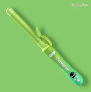 Belmaker Rotating Curling Iron Youth Gradual Green 1 Inch Large Barrel for Beach Curls Waves Dual Voltage Gift for Women 3 Heat Ranges Travel Friendly