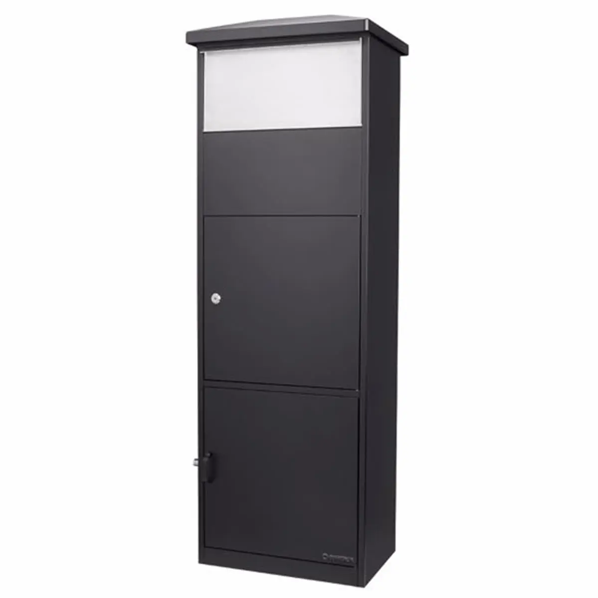 212 MAIN MPB-600 Home Parcel Mail Box, 10.43"x16.14"x51.97", 1/32 Thickness Matte Finish Steel Body, Large Stainless Steel Door, Key Lock, Push-Lock Mechanism, 9.5"x16"x16" Bottom Capacity, Included Keys & Mount Hardware