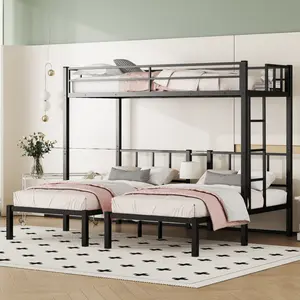 Bellemave Black Metal Traditional Twin Bunk Bed - Sturdy Frame Space Saver, Detachable Kids Indoor Furniture with Guardrails, Ladder, Easy Assembly Tools, Ideal for Families, Guests