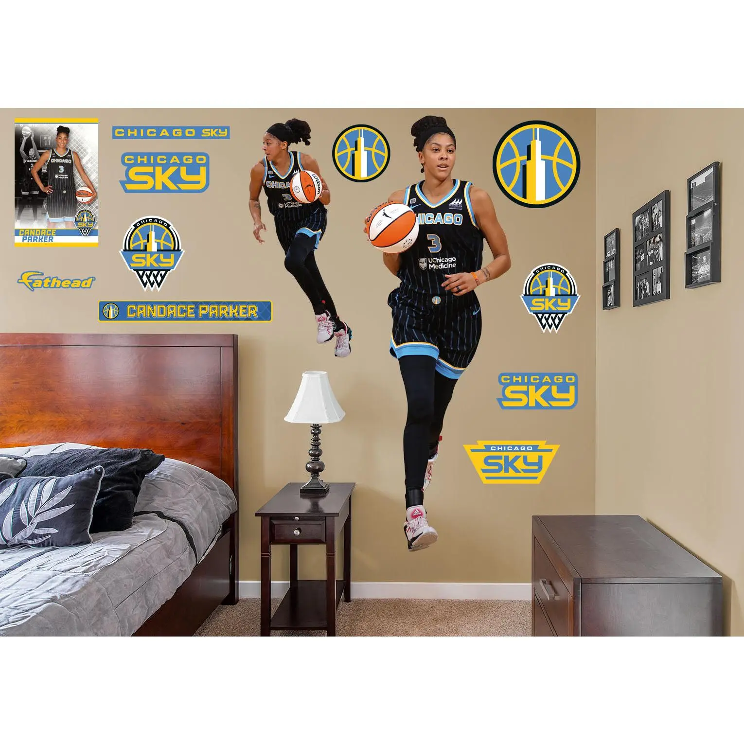 Official WNBA Chicago Sky Candace Parker RealBig Collection Bold Die-Cut Edge Colorful Vinyl Decal - Removable, Reusable Home Wall Decoration (Home Supplies), Star Vinyl Decals Wall Stickers & Murals