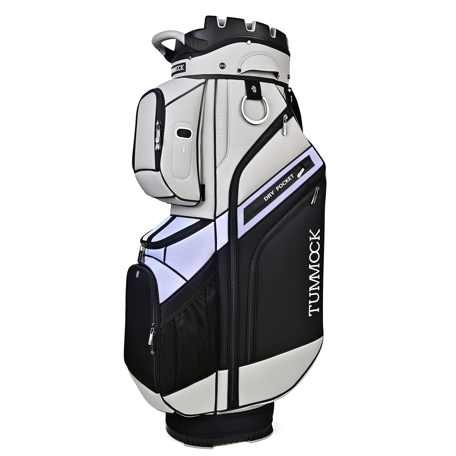 TUMMOCK Golf Cart Bag - 14-Way Silent Top Organizer, Durable Construction, Full-Length Dividers, T-Lock Closure, Water-Resistant Dry Pocket, Green/Black Golf Bag, Golf Clubs, Youth