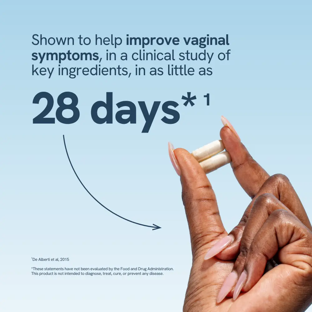 Happy V Vaginal Prebiotic + Probiotic for Women – Clinically Proven pH Balance & BV Treatment, Natural Yeast Infection Support, 60 Vegan Capsules Dietary Gut Health Supplement