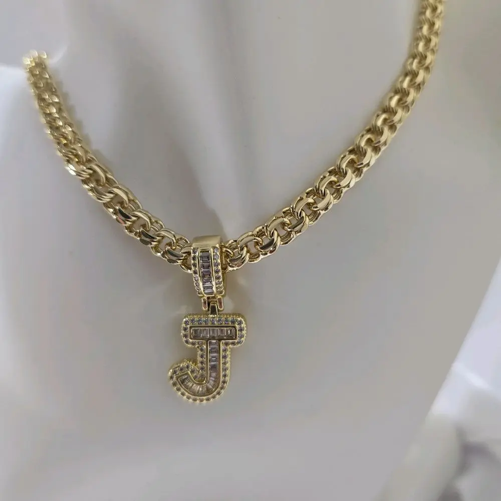 J 702 Gold Plated Unisex Necklace with Initial Pendant - Unisex Jewelry Accessory