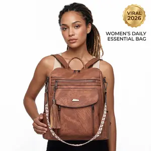 【QUAWUJIE】Designer Backpack Purse Large Leather Daily Use Bag Waterproof Work Travel for Women Girls