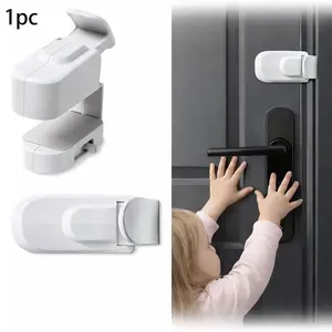Anti lock lock button type non drilling safety lock, suitable for indoor door handles and circular door handles in bedrooms