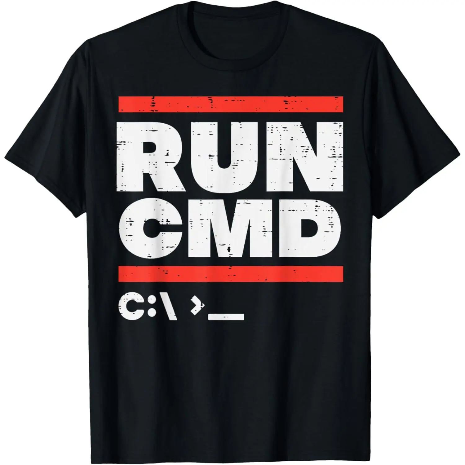 Run Cmd Graphic T-Shirt for Programmers and Sysadmins, Casual 100% Cotton Short Sleeve Basic for Men and Women, Made in USA, Tshirt, Top, Shortsleeve, Menswear, Round Neck, Straight