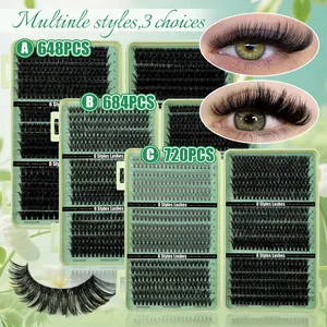 720 Pcs D Curl 10D-150D Individual Lash Extensions Eyelashes - Voluminous Curled Cluster Lashes, 8-16mm Lash Extension Set. Dramatic Effect, Natural Curl Design, DIY Volumizing Styles, 6 Styles. For Home Lash Extensions, Festive Gift Lashes.