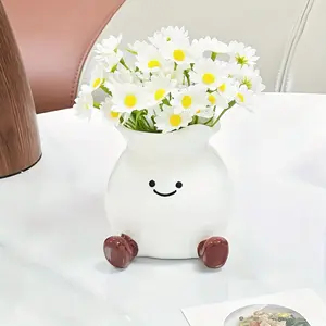 Cute and creative simple smiley face ceramic vase, a top choice for home decoration, can also be used to decorate the office, a great Valentine's Day or holiday gift