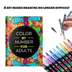 Color By Number For Adults Set - Includes Vibrant Markers & Coloring Book - Perfect For Relaxing & Creative Fun